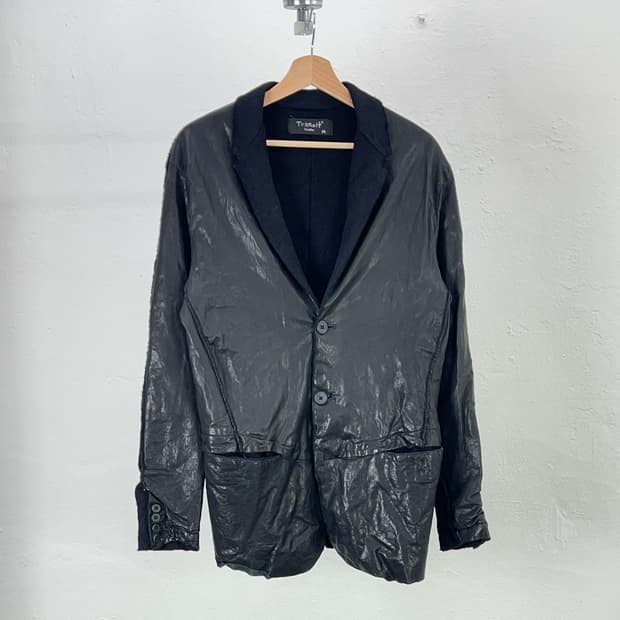 트랜짓 코디드 투 페이스 램스킨 레더 블레이저 자켓