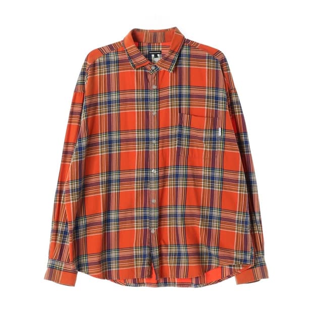 디스이즈네버댓 플란넬 체크 워크 셔츠 오렌지 L