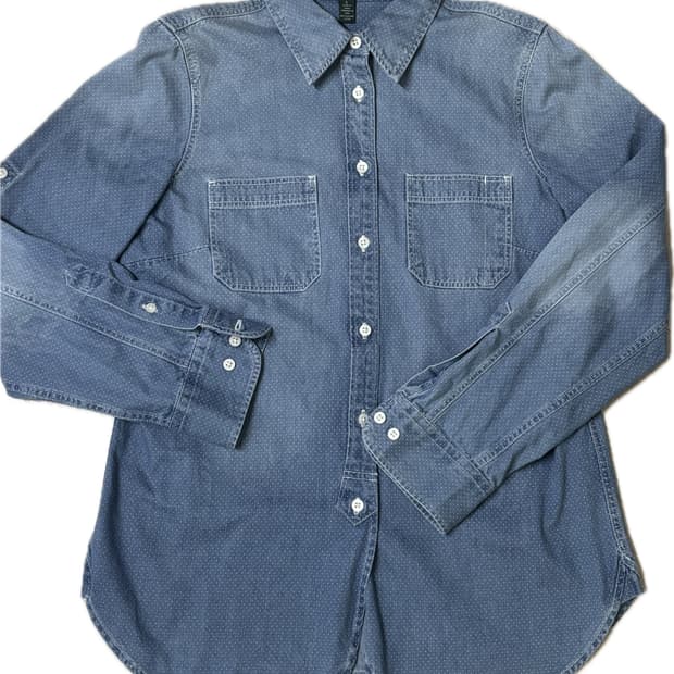 데님 도트 셔츠 데님셔츠 도트셔츠