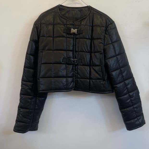 11am 제작 레더퀼팅자켓 인조가죽자켓 숏자켓 크롭자켓