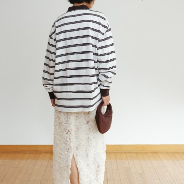 모노하 스트라이프 카라 티셔츠