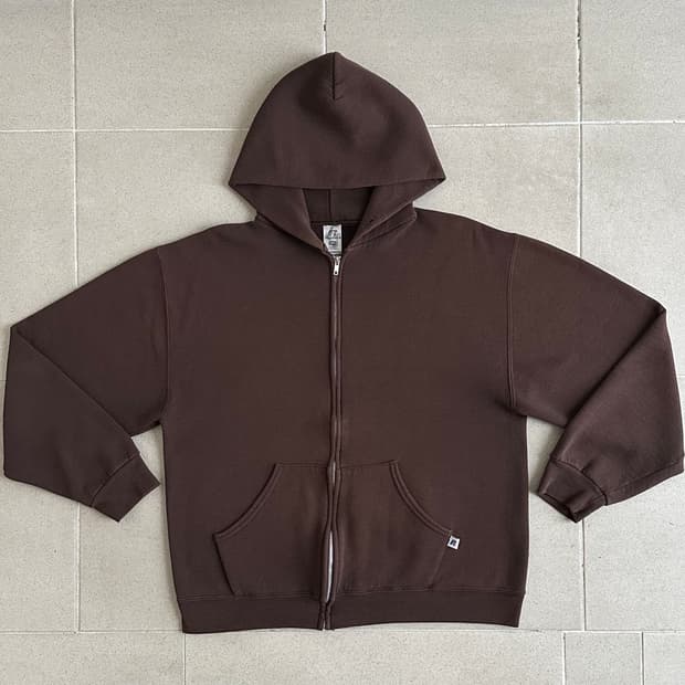 빈티지 러셀 후드집업 브라운 M