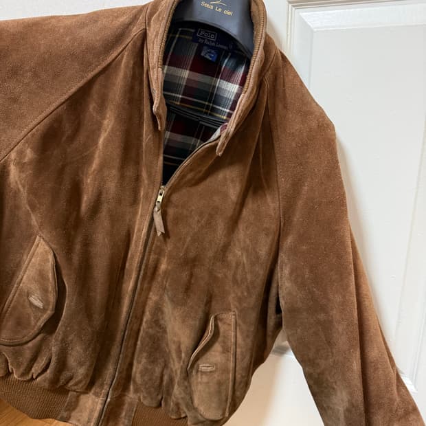 90s폴로 스웨이드 자켓XL 카멜브라운