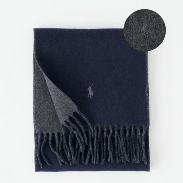 폴로 랄프로렌 포니 로고 양면 머플러 목도리 네이비/차콜