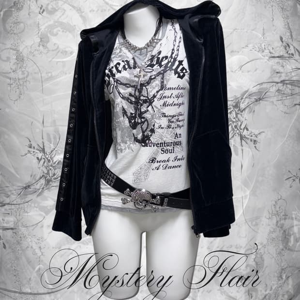 00s 갸루펑크 나시 + 아일렛 벨벳 후드