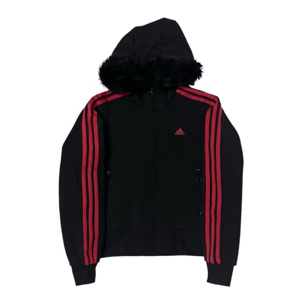 아디다스 퍼 후드집업(탈부착 가능) 