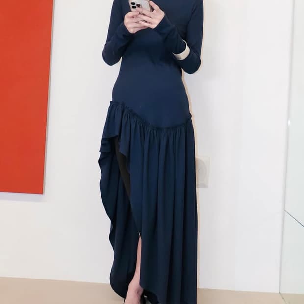 키야기 란 드레스 네이비