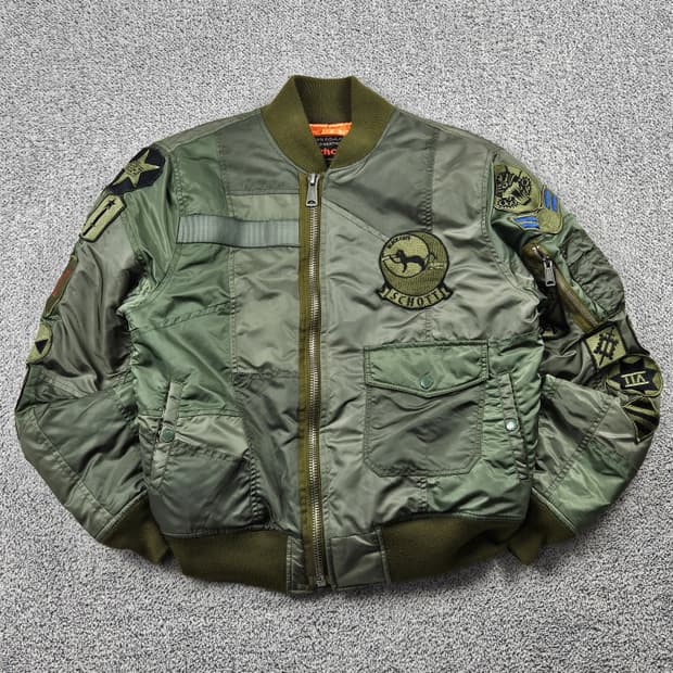 쇼트 멀티 패치 새틴 봄버 MA-1 자켓 ( M ) / 9927