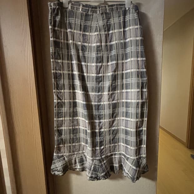 빈티지 체크 롱스커트