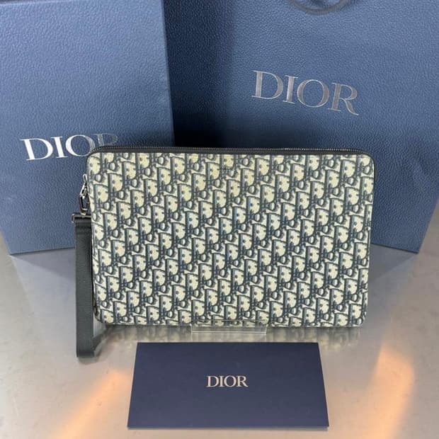 [리오브] 디올 오블리크 A4 자카드 지퍼 클러치