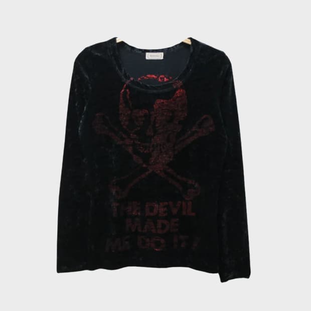 히스테릭 글래머 벨벳 고스로리 긴팔 티셔츠 66817