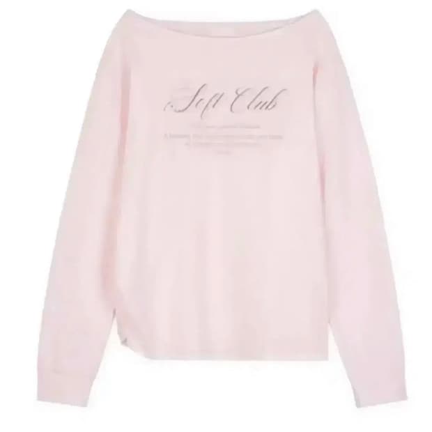 클리시어 소프트클럽 원숄더 스웻셔츠 핑크