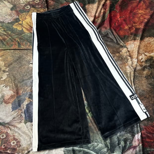 아디다스 빈티지 사이드버튼 블랙벨벳와이드트랙팬츠 XL