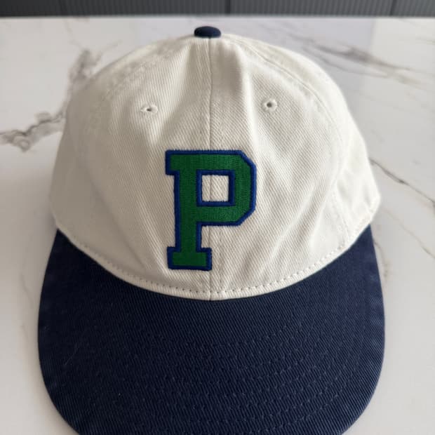 [극미/OS] 폴로 P로고 코튼 트윌 볼캡 투톤 화이트 네이비