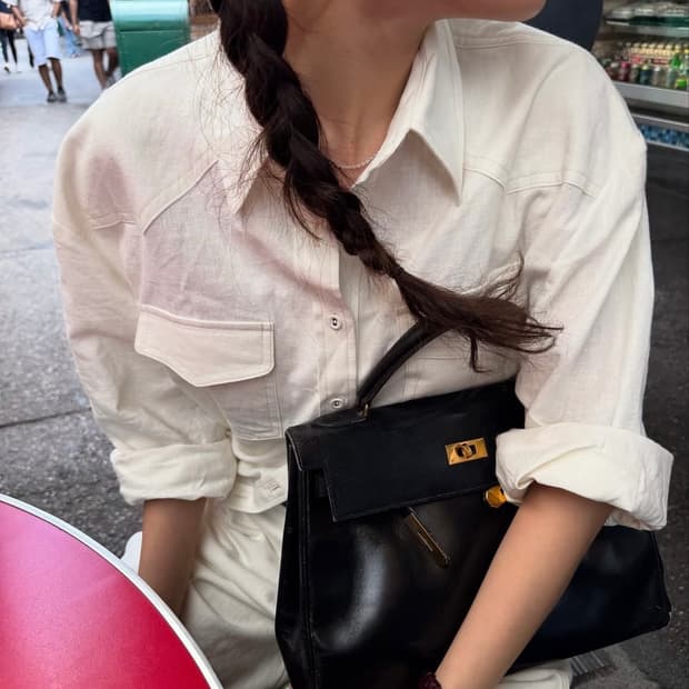 리본빛 sand linen shirt