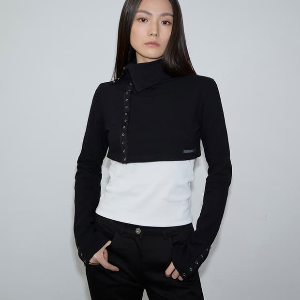 High Neck Jacquard Cardigan (black)