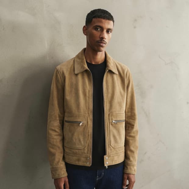 XS/ 산드로 옴므 스웨이드 카멜 집업 자켓