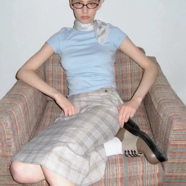 썬번프로젝트 모스 로우라이즈 미디 스커트