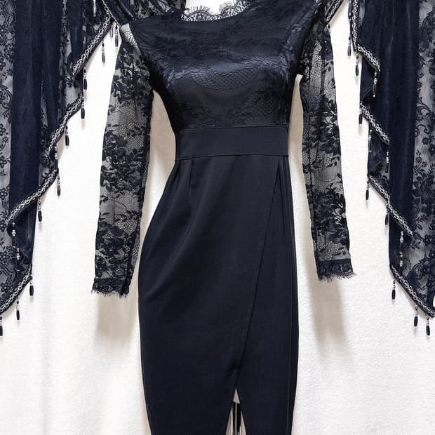 로맨틱고딕 고스로리 펑크 블랙 레이스 시스루 원피스 파티드레스 연말 핀터