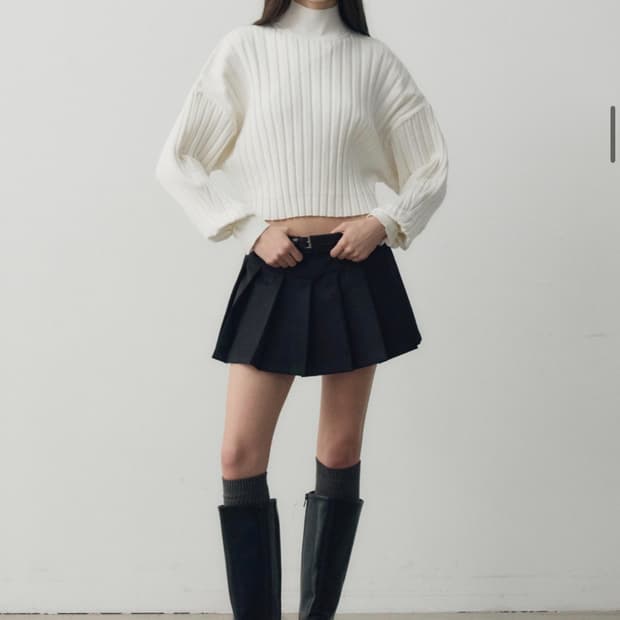 노이어 포 우먼 울 플리츠스커트 블랙 36size