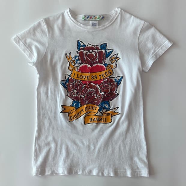 88티즈 하와이 올드스쿨 타투 그래픽 화이트 티셔츠