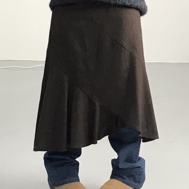 Amifur Brown Wool Midi Skirts