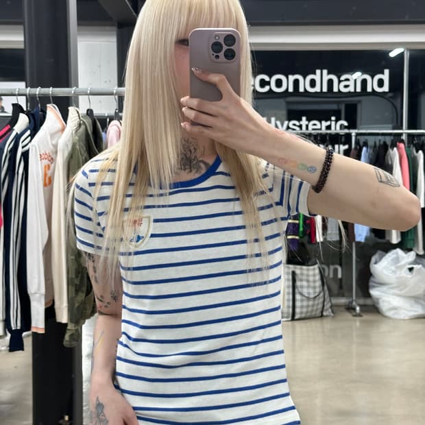 비비안 웨스트우드 레드라벨 마린 스트라이브 반팔 니트