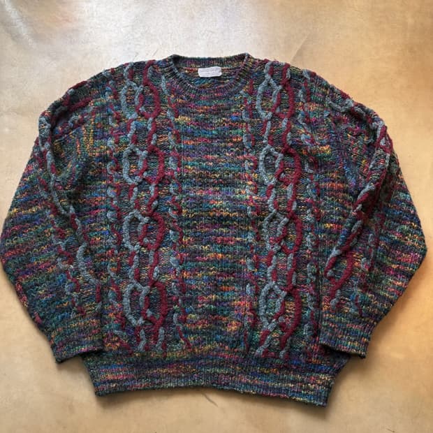 90S 맨즈 비기 BY 타케오 키쿠치 울혼방 믹스 컬러 스웨터