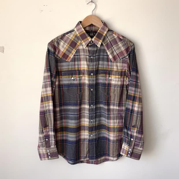 RRL 더블알엘 슬림 코튼 린넨 마드라스 웨스턴 셔츠