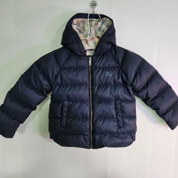버버리 키즈 네이비 후드 패딩점퍼