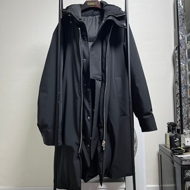 정품 48) 솔리드 옴므 시베리아 구스 이중 지퍼 롱패딩