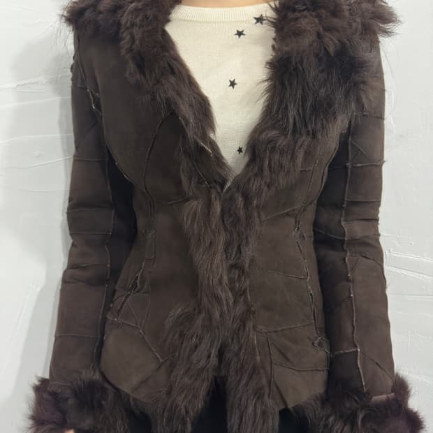 brown sheep skin fur jacket