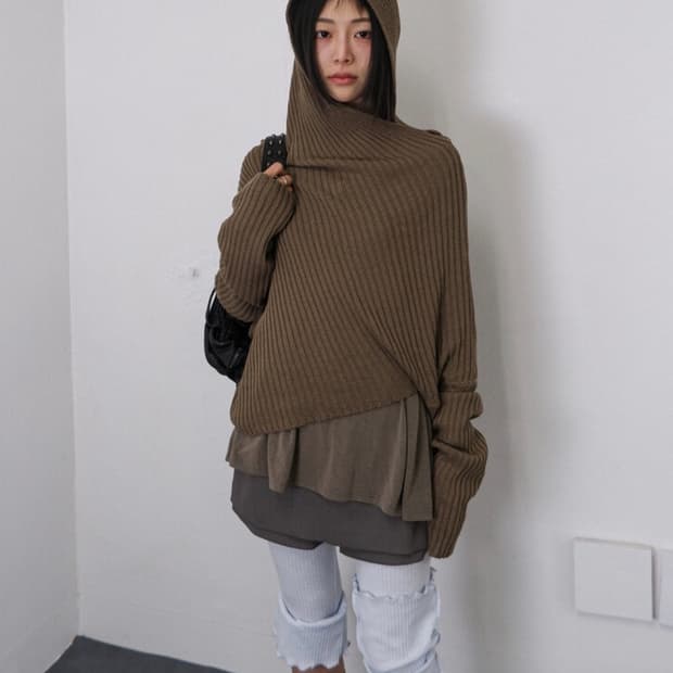 비삼샵 비센사이 버튼 발렛 슬리브 + 듄 후드 니트