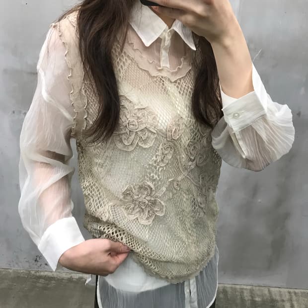 Vest*sheer shirt set