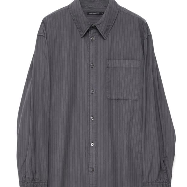 해칭룸 Museum Shirt Stripe Dyed Blue 차콜
