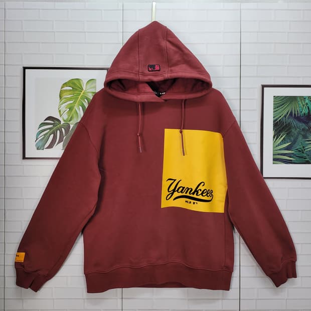 MLB 양키즈 컬러 박스 포이트 후드 긴팔 티셔츠 M/95사이즈