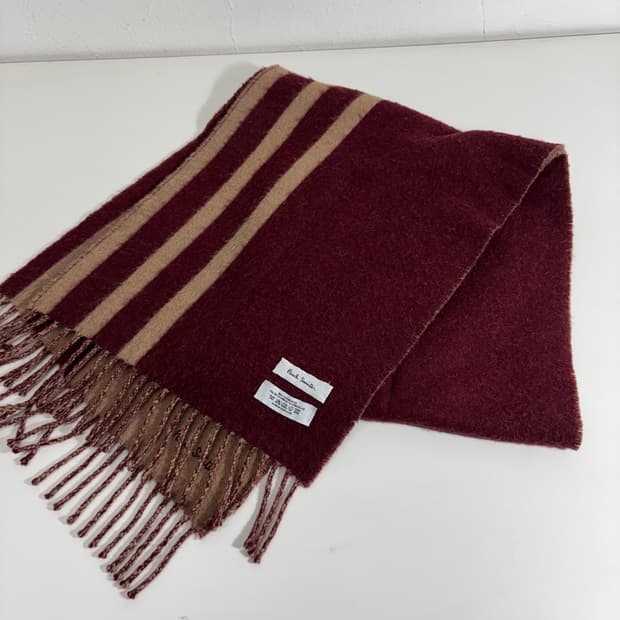 OS 폴스미스 베이지 버건디 캐시미어100% 머플러