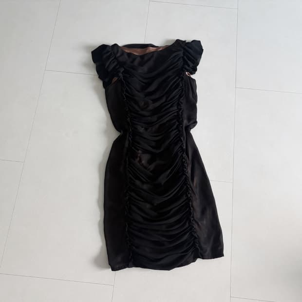 draped ruffle mesh one-piece