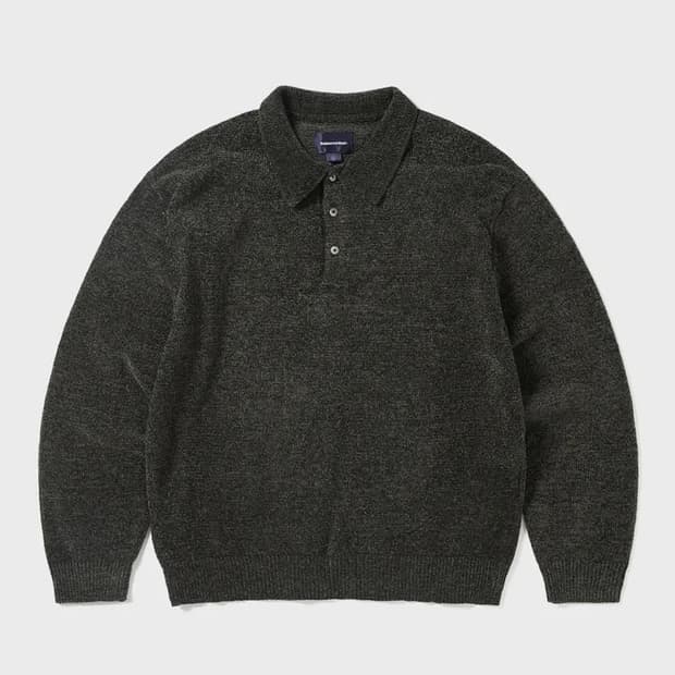 디스이즈네버댓 벨벳 폴로 니트 블랙