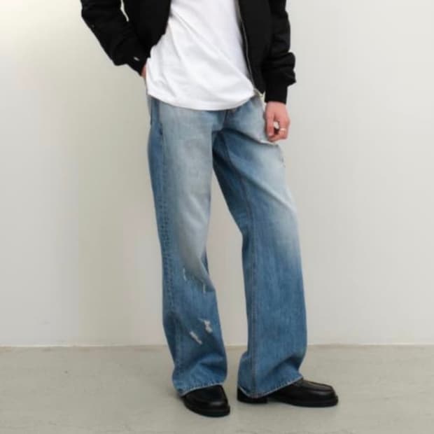 리들 데미지 워싱 와이드 데님 팬츠 청바지 2사이즈