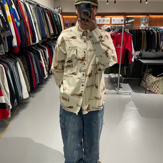 컬럼비아 오리 패턴 헌팅 셔츠