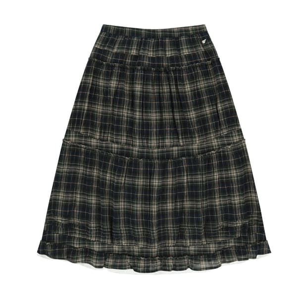 SHIRRING MIDI SKIRT CHECK