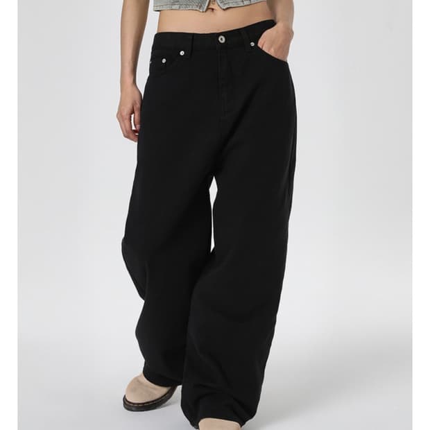 블랙업 미런 와이드 코튼팬츠