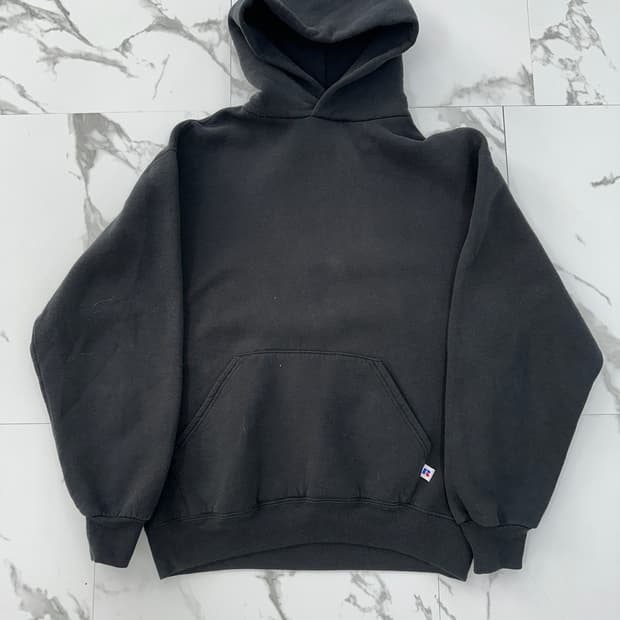 러셀 90s USA 빈티지 블랙 후드티