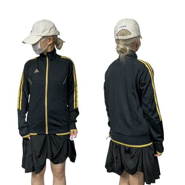 아디다스 블랙 골드 삼선 올드스쿨 트랙탑 져지 M