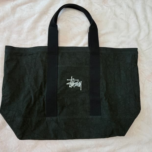 스투시 캔버스 엑스트라 라지 토트백 워시드 블랙