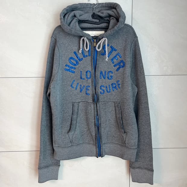 홀리스터 스펠로고 후드집업 그레이 [XL]