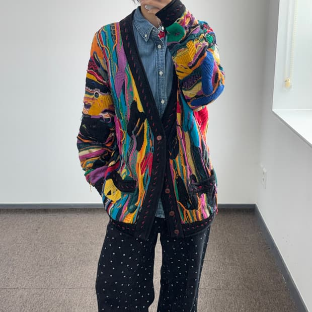 Coogi 쿠지 패턴 니트 가디건