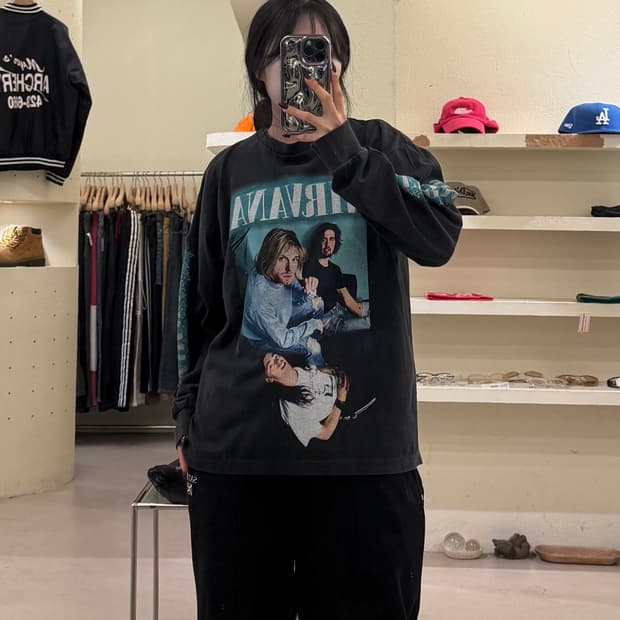 빈티지 너바나 밴드 프린팅 롱슬리브 U1524