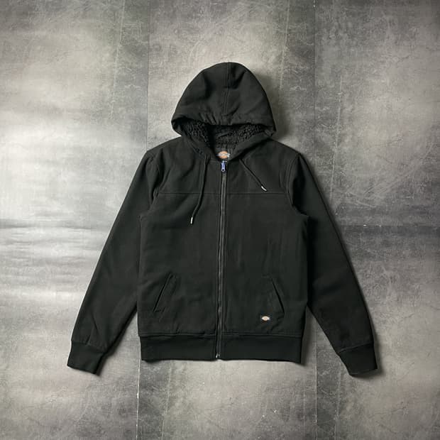 DICKIES 디키즈 빈티지 블랙 울 셰르파 후드 집업 A00805